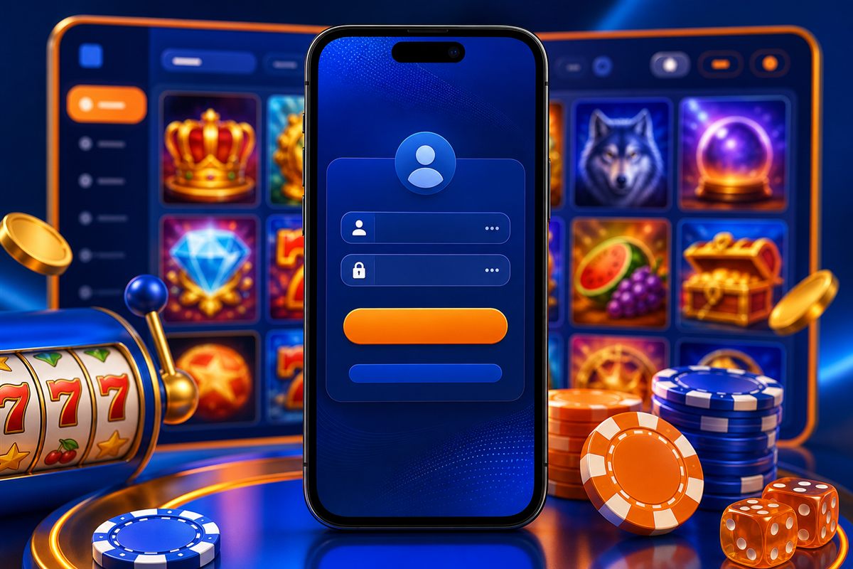 Phone showing a casino login screen